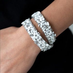 White and grey stone wrap bracelet